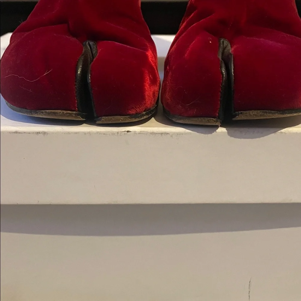 Maison Martin Margiela Red Velvet Tabi Heeled Boots 37 7 - Picture 5 of 12